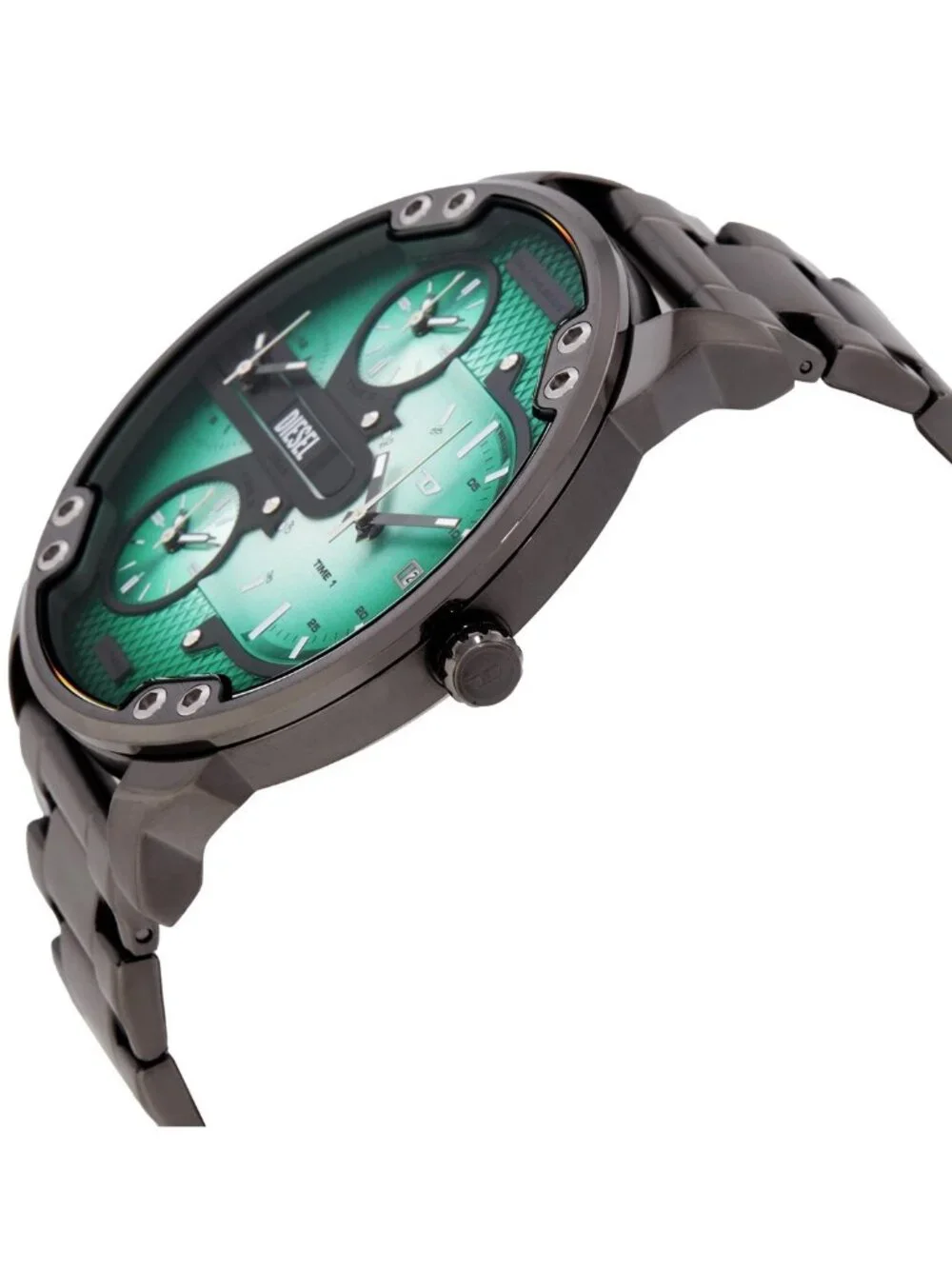 NWT Diesel Mr. Daddy Slim Multi-Movement Quartz Green Dial Men's Watch